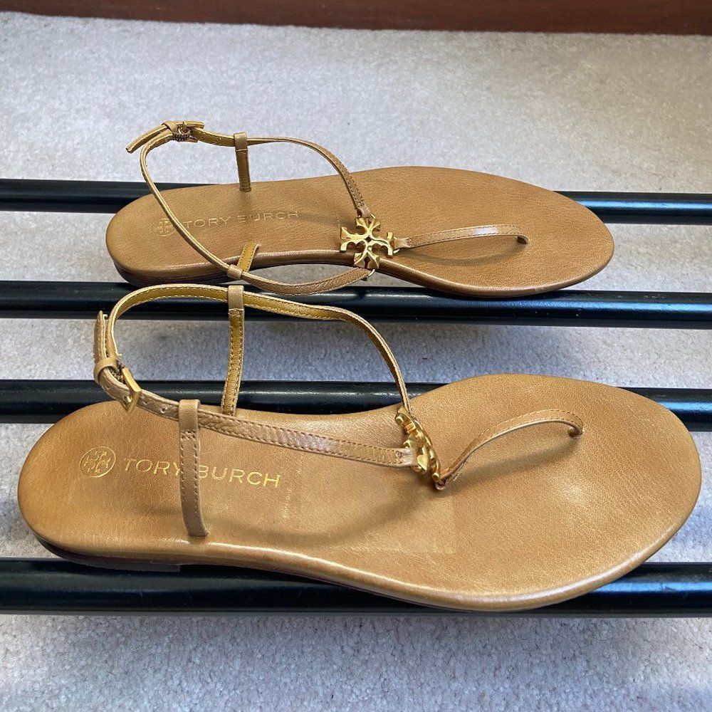 TORY BuRCH Women 90555 Capri Thong Leather Logo Sandals - NEW NWOB - Picture 6 of 7